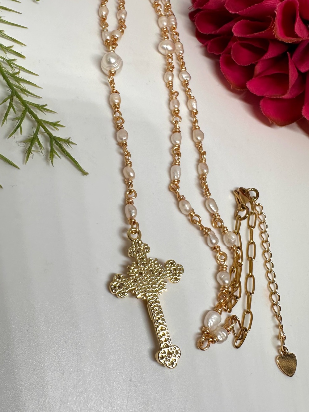 NEW ⚜️ Freshwater Pearl Handmade Rosary Necklace - Picture 6 of 8